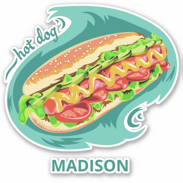 Custom name Hot Dog Sticker (Front)