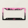 Custom Name Hot Pink Glitter Drip on Matte Black  License Plate Frame