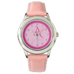Custom Name Hot Pink Kids Monogram Learning  Watch