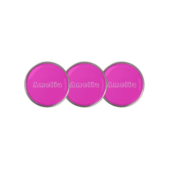 Custom Name Hot Pink Simple Golf Ball Marker (3 Up)