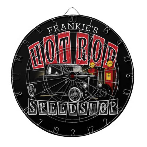 Custom NAME Hot Rod Speed Shop Gas Station Garage Dart Board