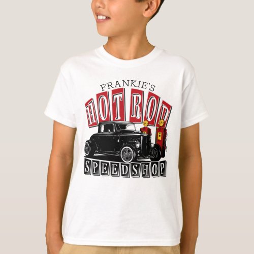 Custom NAME Hot Rod Speed Shop Gas Station Garage T_Shirt