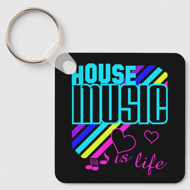 Custom Name House Music Keychain (Front)