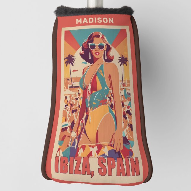 Custom Name Ibiza, Spain Travel Poster Golf Head Cover (Rotate 90)