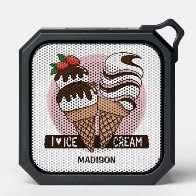 Custom Name Ice Cream Lover Bluetooth Speaker (Front)