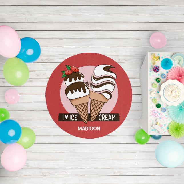 Custom Name Ice Cream Lover Outdoor Rug (Insitu (Birthday))