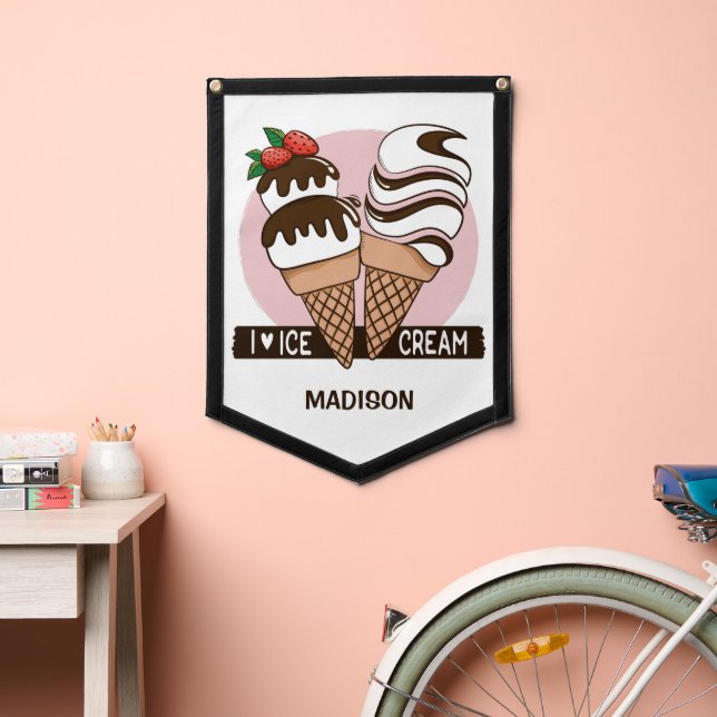 Custom Name Ice Cream Lover Pennant (Insitu 2)