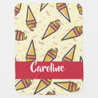 Custom name ice cream pattern baby blanket