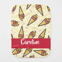 Custom name ice cream pattern baby burp cloth