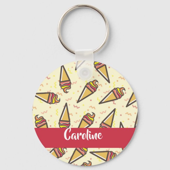 Custom name ice cream pattern keychain (Front)