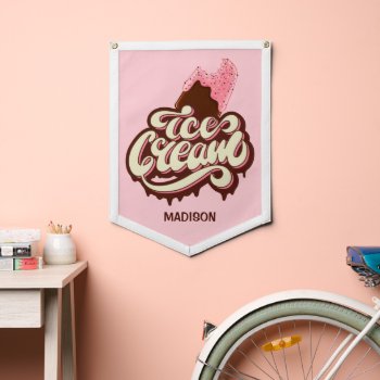 Custom Name Ice Cream Popsicle Pennant by PizzaRiia at Zazzle