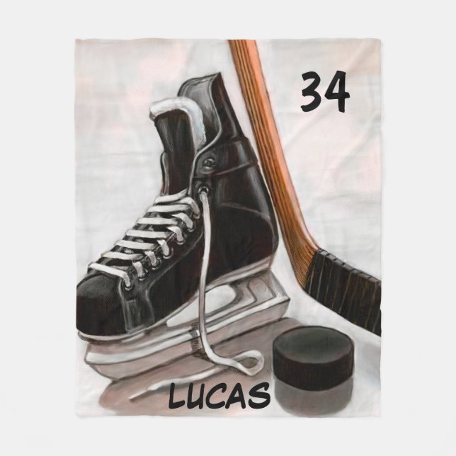 CUSTOM NAME ICE HOCKEY FLEECE BLANKET (Front)