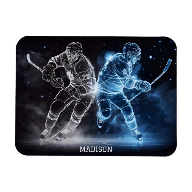 Custom Name Ice Hockey Magnet (Horizontal)