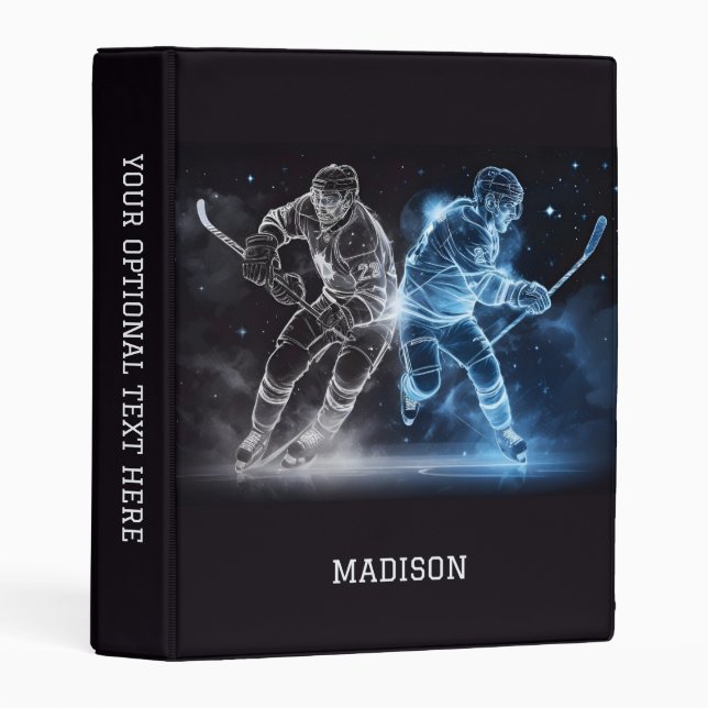 Custom Name Ice Hockey Mini Binder (Front/Spine)