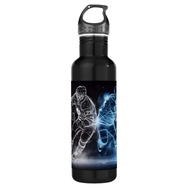 Custom Name Ice Hockey Stainless Steel Water Bottle (Front)