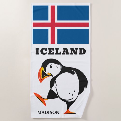 Custom Name Iceland Beach Towel