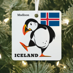 Custom Name Iceland Metal Ornament