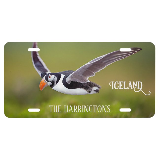 Custom Name Iceland Puffin License Plate (Front)