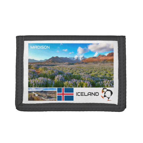 Custom Name Iceland Trifold Wallet