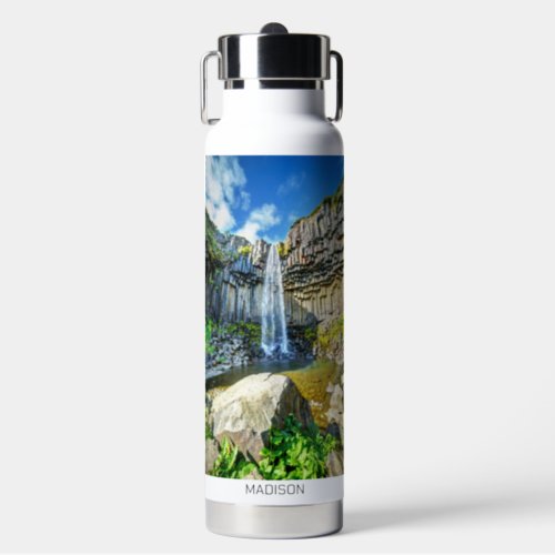 Custom Name Icelandic Waterfalls Water Bottle