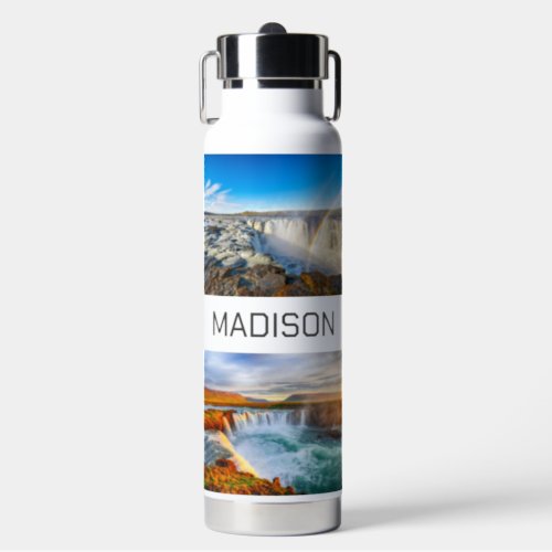 Custom Name Icelandic Waterfalls Water Bottle