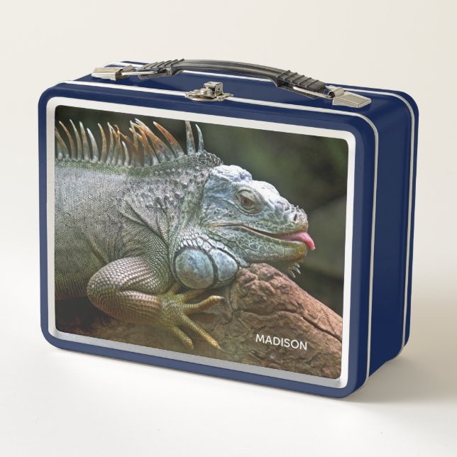 Custom Name Iguana Metal Lunch Box (Front)