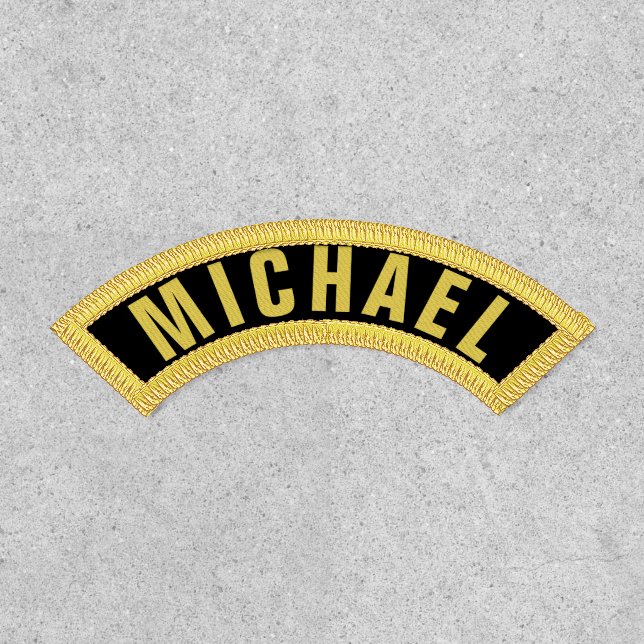 Custom Name in Black and Gold Iron-On Patch (Front)