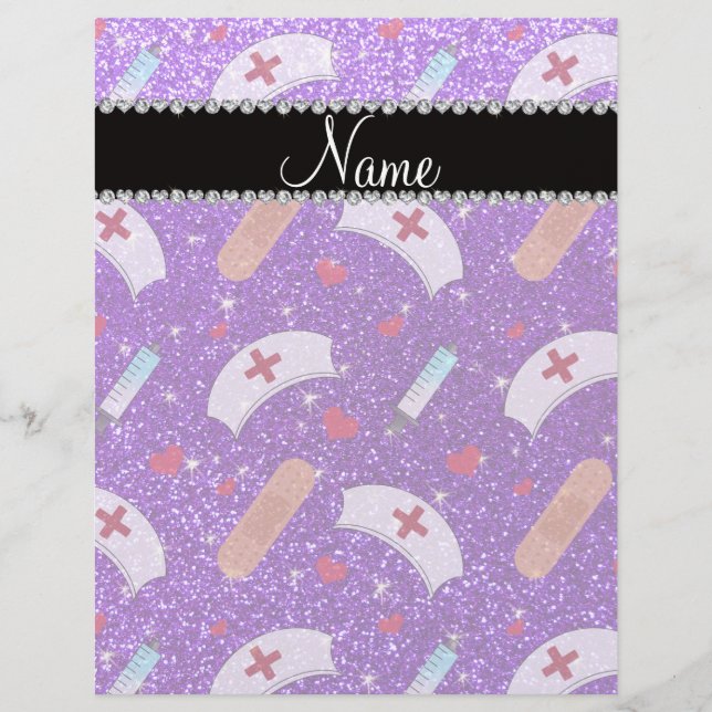 Custom name indigo purple glitter nurse hats heart flyer (Front)