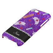 Custom name indigo purple glitter nurse hats heart iPhone case (Bottom)