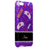 Custom name indigo purple glitter nurse hats heart iPhone case (Back Right)
