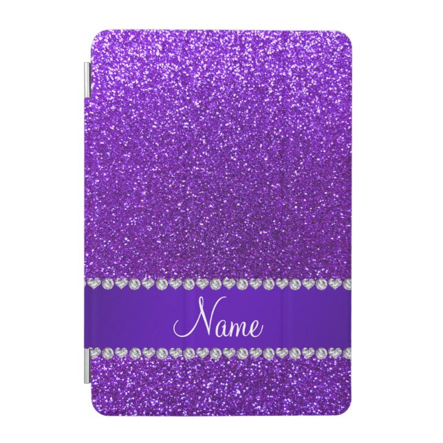 Custom name indigo purple glitter purple stripe iPad mini cover (Front)