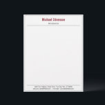 Custom Name Info Address Personalized Letterhead<br><div class="desc">Custom Colors and Fonts - Simple Personalized Letterhead with Your Business Name Adress Contact Information Professional Design Letter head - Add Your Name - Company / Address / Contact Information / More - Choose / add your favorite elements and text colors / fonts / size ! Resize and move or...</div>