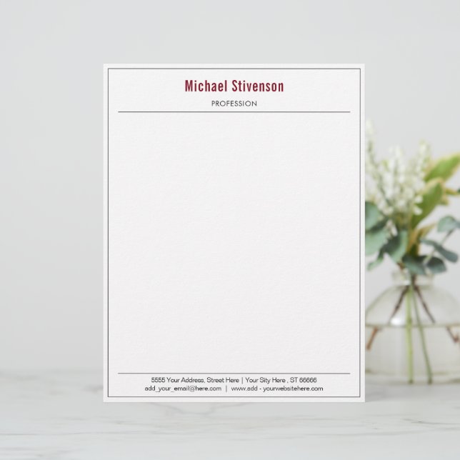 Custom Name Info Address Personalized Letterhead (Standing Front)