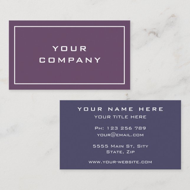 Custom Name Info Business Card - Choose Colors (Front/Back)