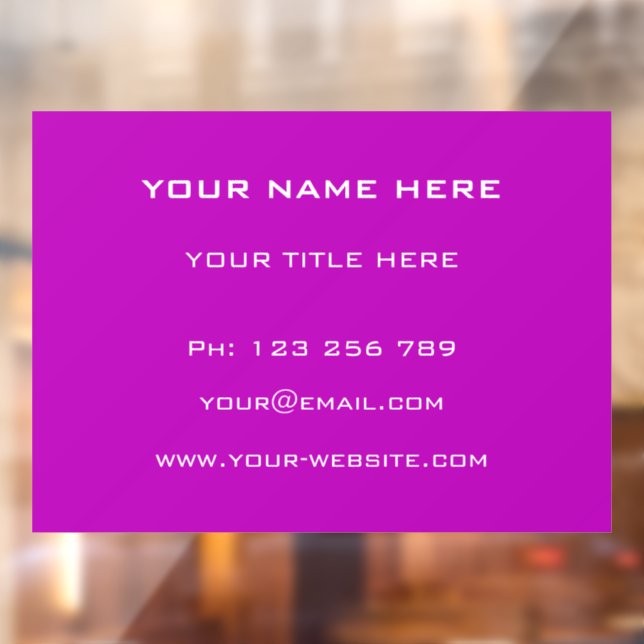 Custom Name Info Text Font and Colors Window Cling (Sheet 2)