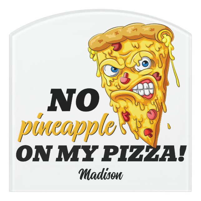 Custom Name & Ingredient Angry Pizza Door Sign (Contour Front)
