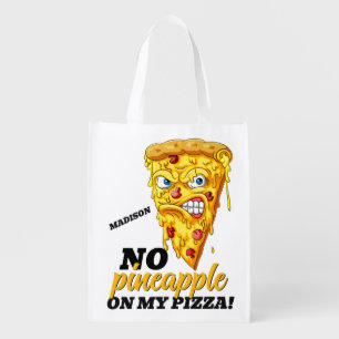 Custom Name & Ingredient Angry Pizza Grocery Bag