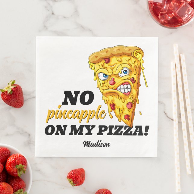 Custom Name & Ingredient Angry Pizza Paper Dinner Napkins (Insitu)