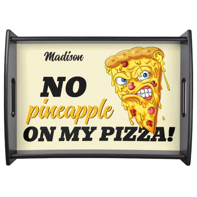 Custom Name & Ingredient Angry Pizza Serving Tray (Front)