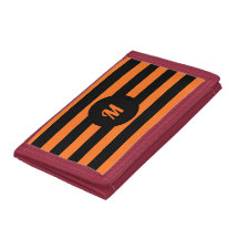 Custom Name Initial Black & Orange Striped