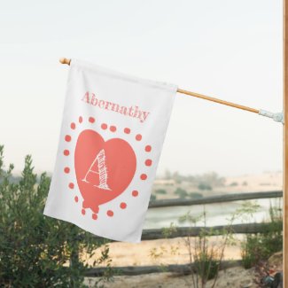 Custom Name Initial Coral Polka Dots Heart Garden 