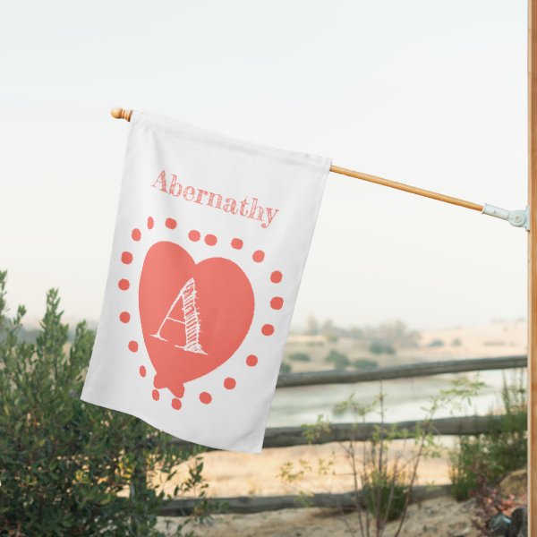 Custom Name Initial Coral Polka Dots Heart Garden 