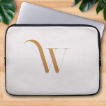 Custom Name Initial l Clean Beige & Brown Script  Laptop Sleeve<br><div class="desc">These designs often feature personalized monograms that use the individual's initials or name,  making it a unique product. The natural wood colors used in the designs are also eye-catching and provide a fresh,  modern look.</div>