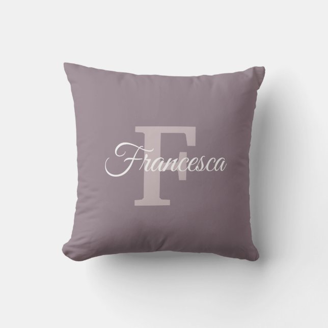 Custom Name Initial Letter F Modern Hand Script Throw Pillow (Front)