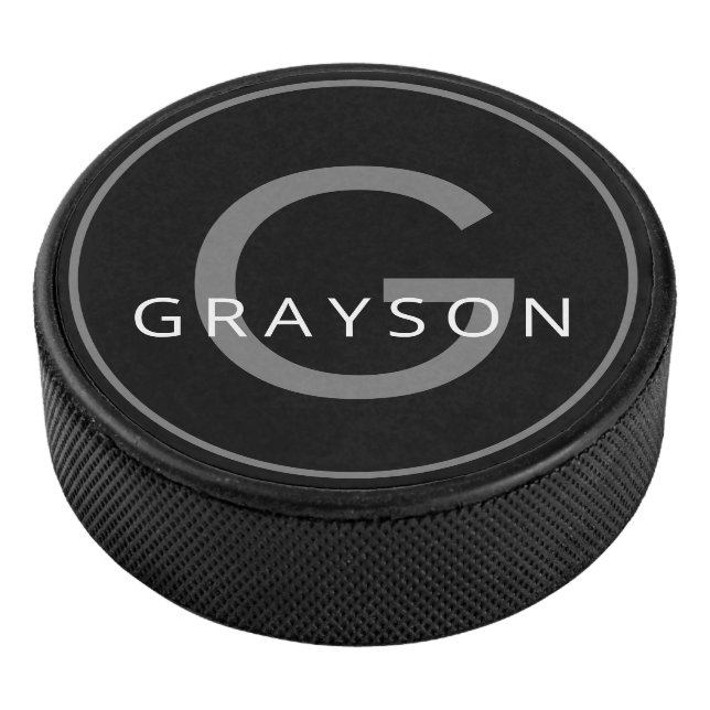 Custom Name & Initial Letter Hockey Puck (3/4)