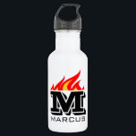 Custom name initial monogram flaming text stainless steel water bottle<br><div class="desc">Custom name initial monogram flaming text stainless steel water bottle. Handy for sports, work, hiking and more. Sporty Birthday gift idea for coach, players, team mates and sports fans. Bold typography template design. Create your own unique monogrammed sports drink bottle. Suitable for men women and kids / children. Cool Birthday...</div>