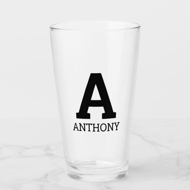 Custom name initial monogram letter tumbler glass (Front)