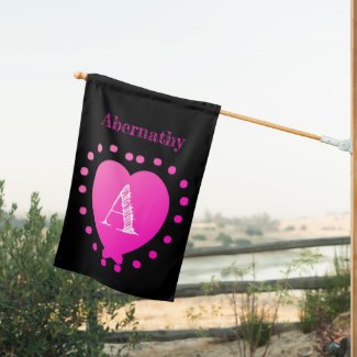 Custom Name Initial Pink Polka Dot Heart
