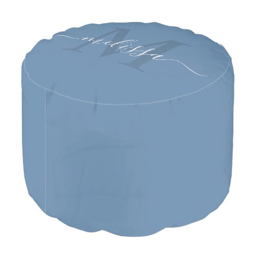 Custom Name Initial solid  Air Force Blue Color Pouf