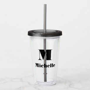 Custom Name Initial Solid Color Acrylic Tumbler